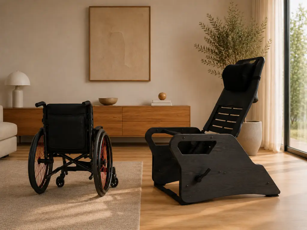 Envy Comfort - Wheelchair in front of the chair